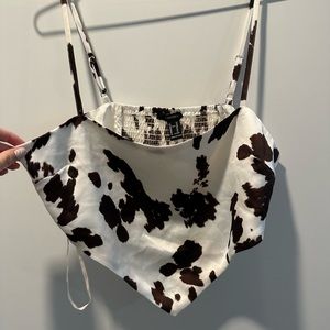 Cow print “bandana” crop top